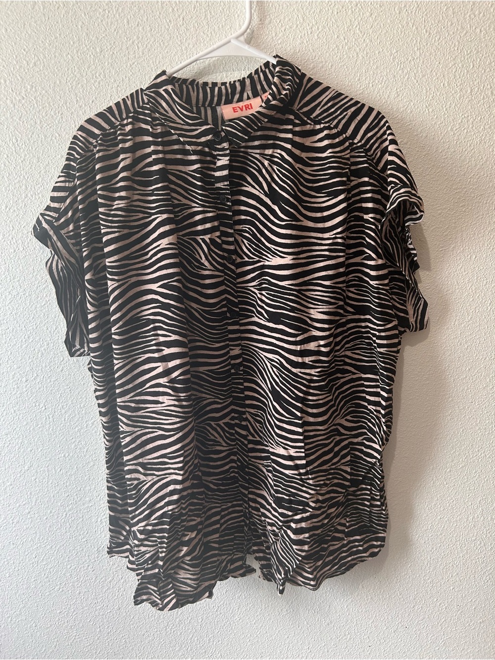 Zebra-Striped Button Front Top